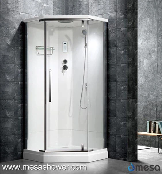 Diamantový tvar rohového sprchového koutu se závěsnými skleněnými dveřmi