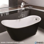 Černá nepravidelná oválná volně stojící akrylová masivní povrchová koupel